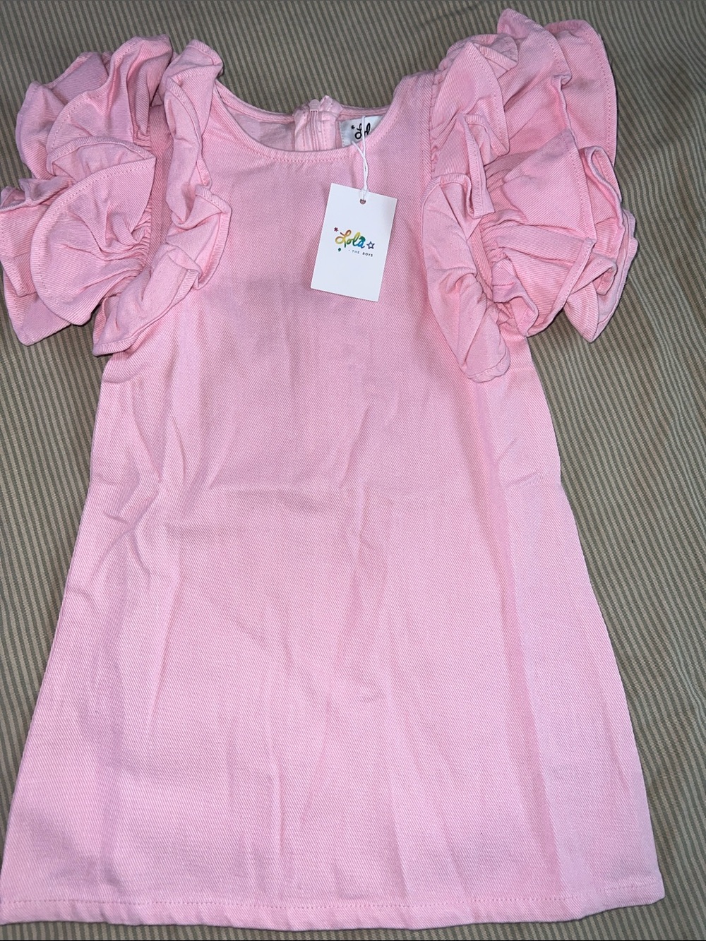 Lola and the boys peach princess Girls Ruffle Sleeve Dress in Pink